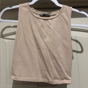 Zara Beige Sleeveless Crop Top